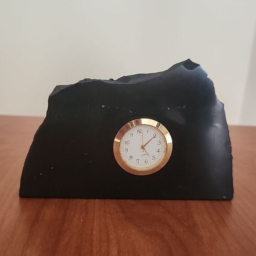 Shungite Stone Desktop Clock Healer Stone Type 2 Shungite Home Decor Clock C